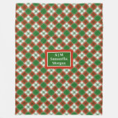Couverture Polaire Red Green Checkered Blanket Custom Name Cozy Art (Devant)