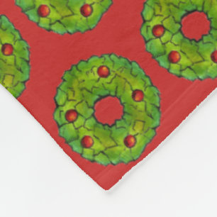 Couverture Polaire Red Green Holly Wreath Noël