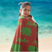 Couverture Polaire Red Green Palm Aloha Tropical Holiday