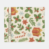 Couverture Polaire Red Green Pine et Berry Floral Holiday (Devant (Horizontal))