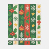 Couverture Polaire Red Green Stripes Aquarelle Vacances (Devant)