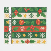 Couverture Polaire Red Green Stripes Aquarelle Vacances (Devant (Horizontal))