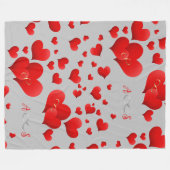 Couverture Polaire Red Hearts Infinity Initiales Monogramme sur gris (Devant (Horizontal))