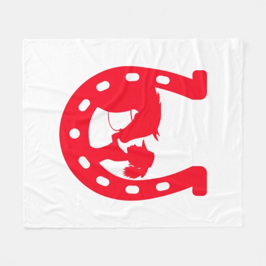 Couverture Polaire Red Horseshoe Girl and Horse (Devant (Horizontal))
