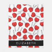Couverture Polaire Red Lollipops, Heart Lollipops, Lolly, Your Name (Devant)