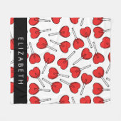 Couverture Polaire Red Lollipops, Heart Lollipops, Lolly, Your Name (Devant (Horizontal))