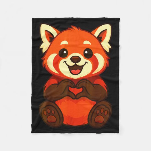 Couverture Polaire Red Panda Doing Heart With Hands Valentines Day (Devant)