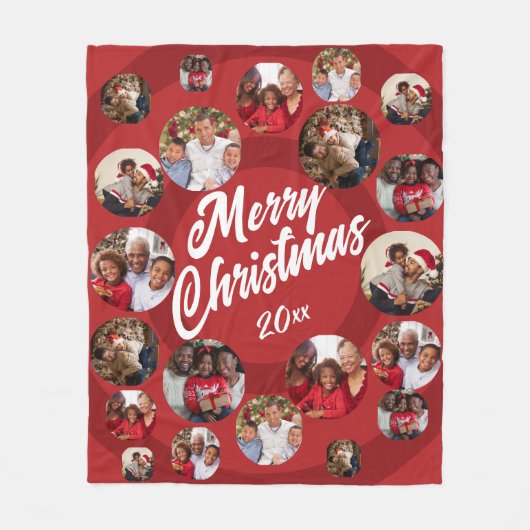 Couverture Polaire Red Photo Collage Noël (Devant)