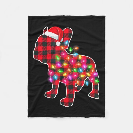 Couverture Polaire Red Plaid French Bulldog Christmas Pajamas Xmas Li (Devant)