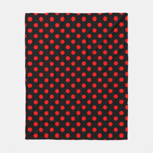 Couverture Polaire Red Polka Dots Pattern on Black Background (Devant)