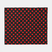 Couverture Polaire Red Polka Dots Pattern on Black Background (Devant (Horizontal))