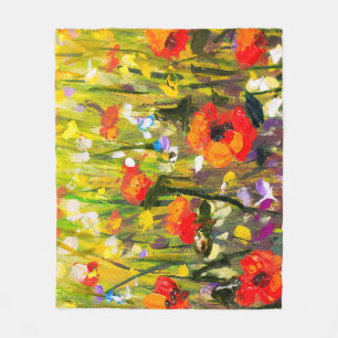 Couverture Polaire Red Poppies Champ peinture Abstraite