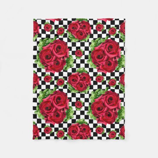Couverture Polaire Red Roses Bouquet Floral Amour Rockabilly (Devant)