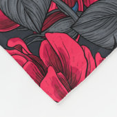 Couverture Polaire Red roses with gray leaves on black (Coin)