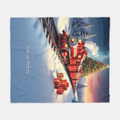 Couverture Polaire Red Train Christmas Tree Fleece Blanket (Devant (Horizontal))