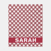 Couverture Polaire Red & White Argyle Plaid Custom Name (Devant)