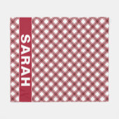 Couverture Polaire Red & White Argyle Plaid Custom Name (Devant (Horizontal))