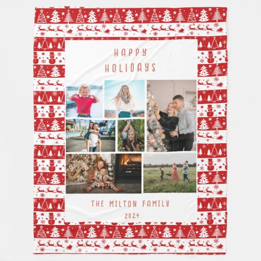 Couverture Polaire Red White Classical Holiday Multiples photos (Devant)