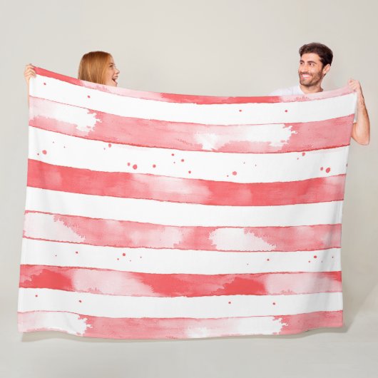 Couverture Polaire Red White Stripes Dots Christmas (En situation)