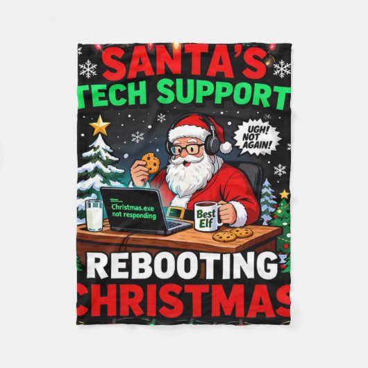 Couverture Polaire Redémarrage Drôle de Santa's Tech Support Noël Com (Devant)