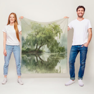 Couverture Polaire Reflet d'arbre de saule serein Art de la nature (5
