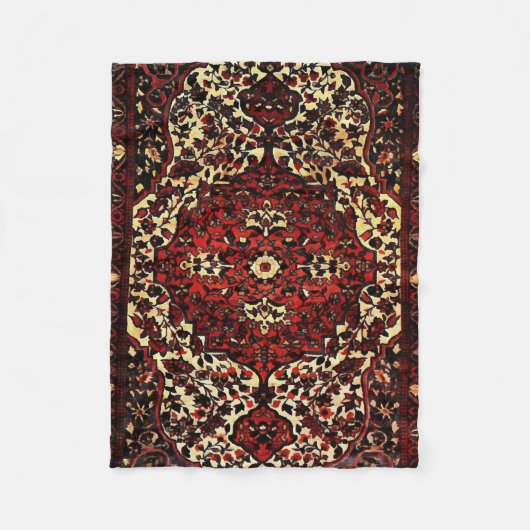 Couverture Polaire Regard de tapis de Perse dans rouge foncé et crème (Devant)