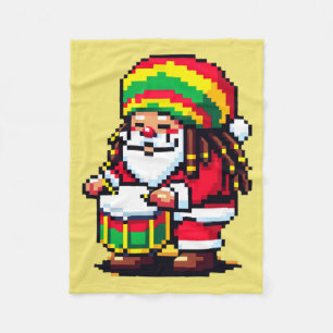 Couverture Polaire Reggae Père Noël Drummer Fun Pixel Art Christmas M