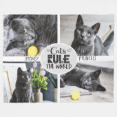 Couverture Polaire Règle des chats avec photo et noms (Devant (Horizontal))