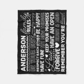 Couverture Polaire Règles de famille Nom personnalisé Noir positif (Devant)