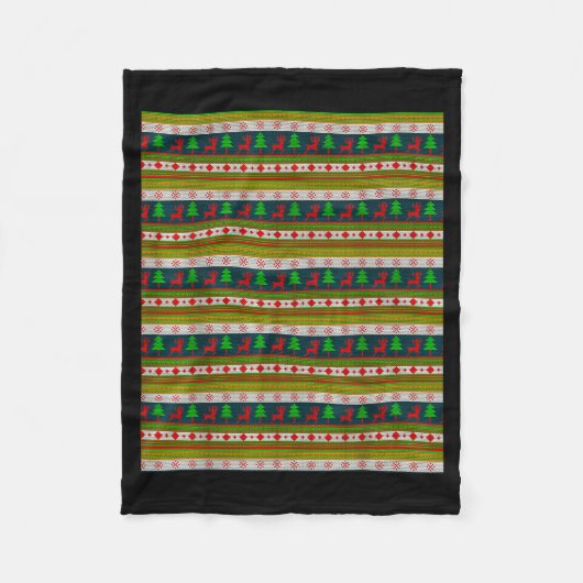 Couverture Polaire Reindeer And Christmas Tree Knit Pattern (Devant)