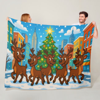 Couverture Polaire Reindeer Fleece Christmas Blanket