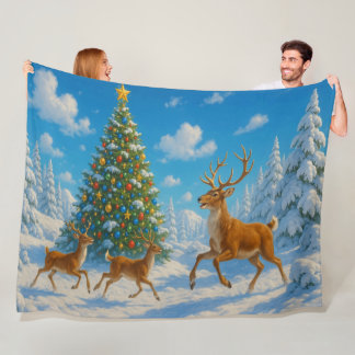 Couverture Polaire Reindeer Fleece Christmas Blanket