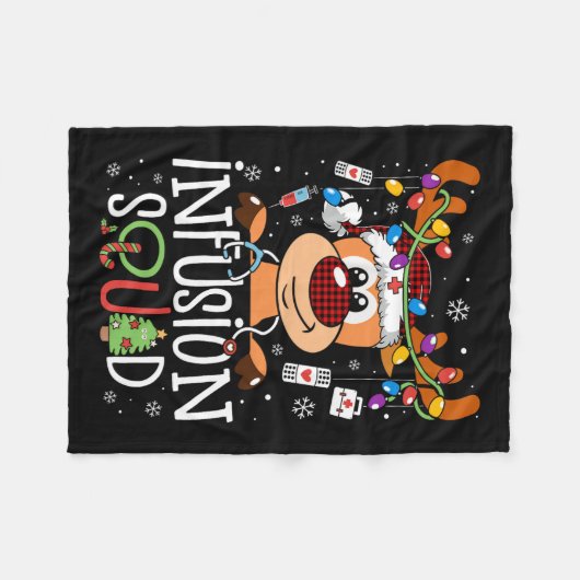 Couverture Polaire Reindeer noël infusion infirmière escouade stethos (Devant (Horizontal))