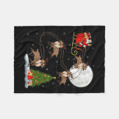 Couverture Polaire Reindeer Santa Sleigh Flying Funny Magical Christm (Devant (Horizontal))