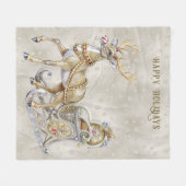 Couverture Polaire Reindeer Sleigh Vacances Toison Blanche (Devant (Horizontal))
