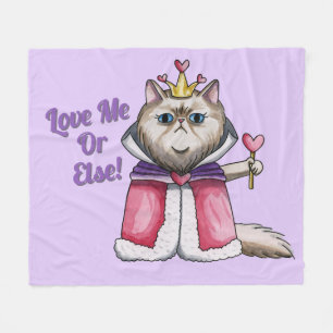 Couverture Polaire Reine d'illustration de chat persan de coeurs
