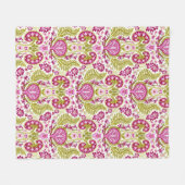 Couverture Polaire Reins Damask rose et vert (Devant (Horizontal))