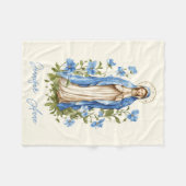 Couverture Polaire Religieux Catholique Vierge Marie Bleu Floral (Devant (Horizontal))