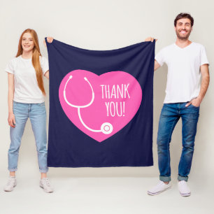 Couverture Polaire Remerciements Stéthoscope à coeur rose