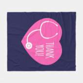 Couverture Polaire Remerciements| Stéthoscope à coeur rose (Devant (Horizontal))