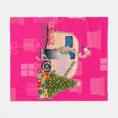 Couverture Polaire remorque flamingo de noël (Devant (Horizontal))