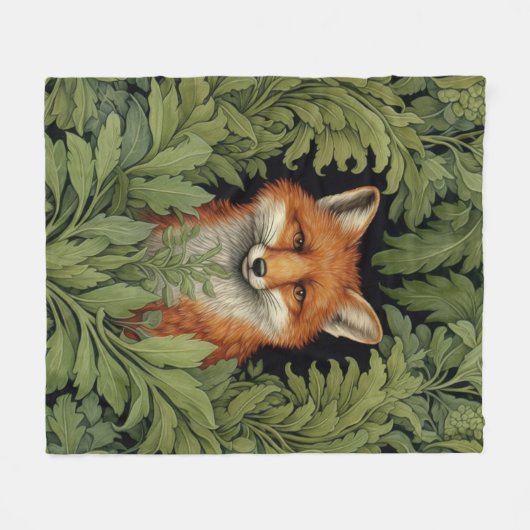 Couverture Polaire Renard Art nouveau dans la forêt (Devant (Horizontal))