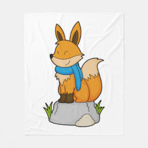 Couverture Polaire Renard avec Écharpe sur Rocher