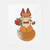 Couverture Polaire Renard avec fleur Rose (Devant)