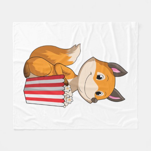 Couverture Polaire Renard avec Popcorn (Devant (Horizontal))