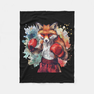 Couverture Polaire Renard Boxeur Avec Gants De Boxe Kickboxing Drôle