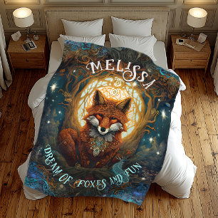 Couverture Polaire Renard celtique Moonlit Personnalisé Nature Renard