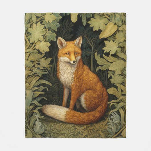 Couverture Polaire Renard dans la forêt, style Art nouveau (Devant)