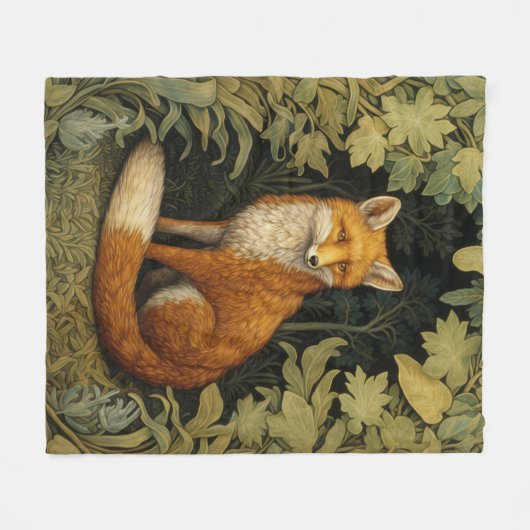 Couverture Polaire Renard dans la forêt, style Art nouveau (Devant (Horizontal))