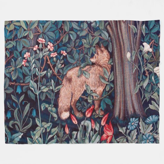 Couverture Polaire Renard dans la forêt, William Morris (Devant (Horizontal))